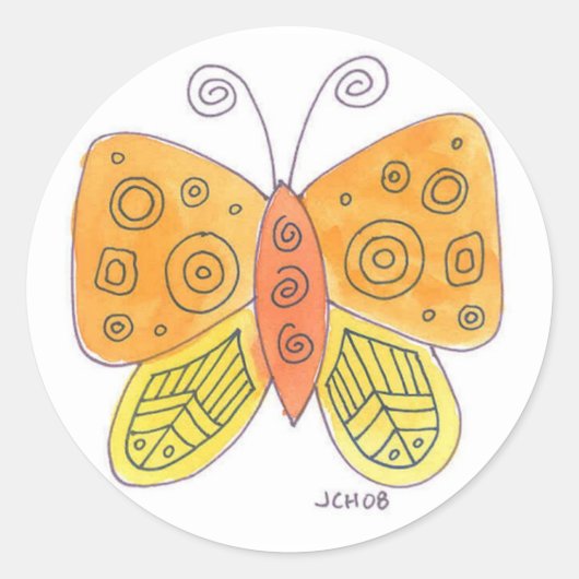 Wasserfarbenschmetterling Runder Aufkleber (Vorderseite)
