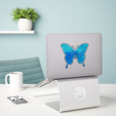 Wasserfarbenschmetterling - Schatten von Sky Blue Aufkleber (Laptop auf Schreibtisch)