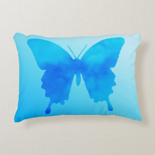 Wasserfarbenschmetterling - Schatten von Sky Blue Dekokissen