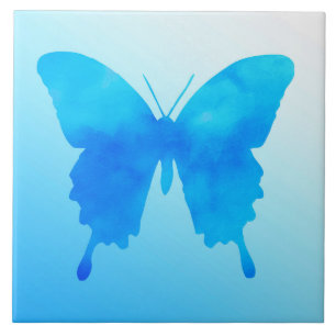 Wasserfarbenschmetterling - Schatten von Sky Blue Fliese