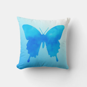 Wasserfarbenschmetterling - Schatten von Sky Blue Kissen