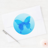 Wasserfarbenschmetterling - Schatten von Sky Blue Runder Aufkleber (Umschlag)