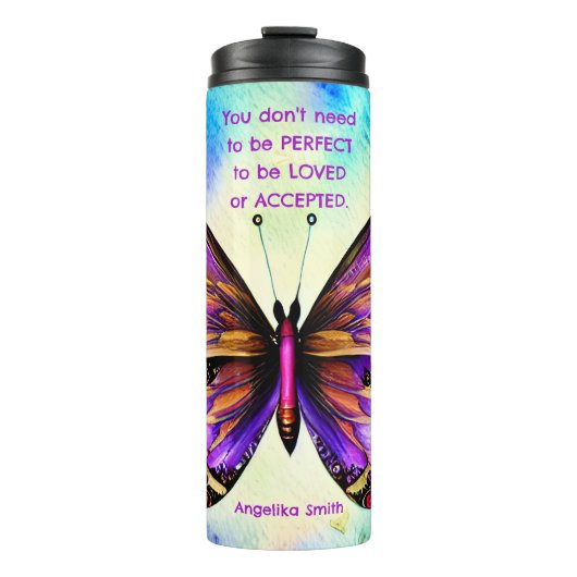 Wasserfarbenschmetterling Selbst Liebe mit Individ Thermosbecher (Vorderseite)