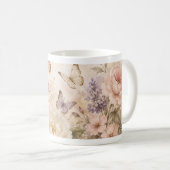 Wasserfarbenschmetterling und Blumenvase Kaffeetasse (VorderseiteRechts)