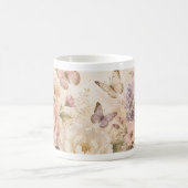 Wasserfarbenschmetterling und Blumenvase Kaffeetasse (Mittel)