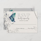 Wasserfarbenschmetterling und geometrische Hochzei RSVP Karte (Vorne/Hinten)
