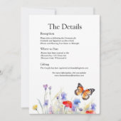Wasserfarbenschmetterling und Wildblumen - Details Einladung (Vorderseite)