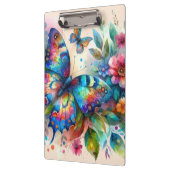 Wasserfarbenschmetterling Whimsischer Blauer Rosa Klemmbrett (Links)