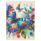 Wasserfarbenschmetterling Whimsischer Blauer Rosa Klemmbrett (Rückseite)