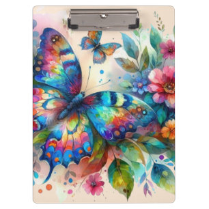Wasserfarbenschmetterling Whimsischer Blauer Rosa Klemmbrett