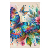 Wasserfarbenschmetterling Whimsischer Blauer Rosa Mini Klemmbrett (Rückseite)