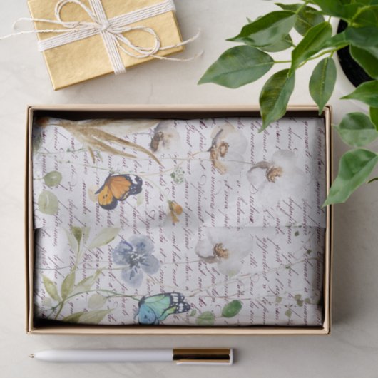 Wasserfarbenschmetterling Wilde Blume Decoupage Seidenpapier (Geschenk)