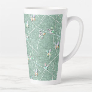 Wasserfarbenschmetterlinge auf Minzgrün Milchtasse