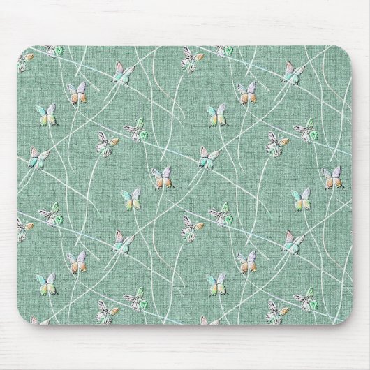 Wasserfarbenschmetterlinge auf Minzgrün Mousepad (Vorne)