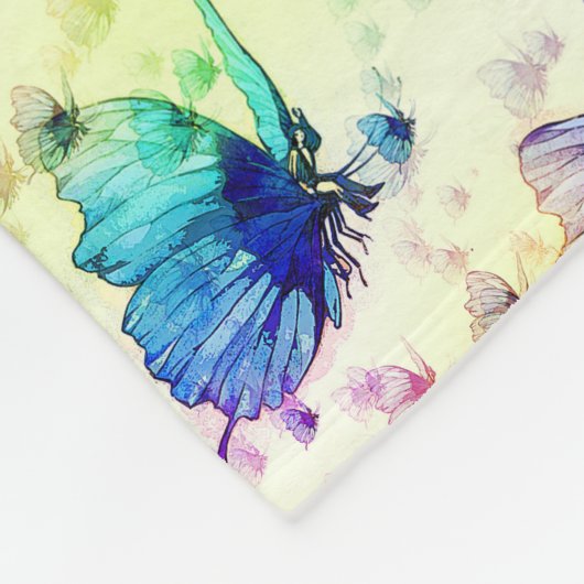 Wasserfarbenschmetterlinge Fleece Blanket (Ecke)