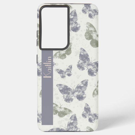 Wasserfarbenschmetterlinge in Mauve & Sage Samsung Galaxy Hülle (Rückseite)