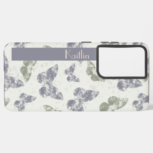 Wasserfarbenschmetterlinge in Mauve & Sage Samsung Galaxy Hülle (Rückseite (Horizontal))