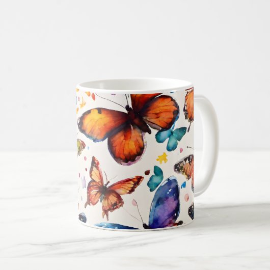 Wasserfarbenschmetterlinge Kaffeetasse (VorderseiteRechts)