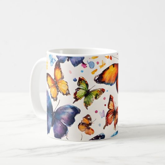 Wasserfarbenschmetterlinge Kaffeetasse (Vorderseite Links)