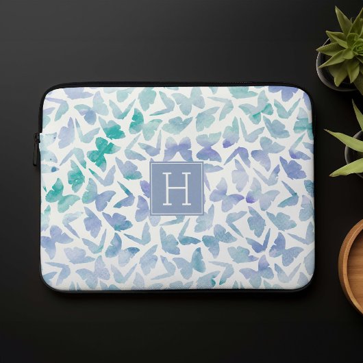 Wasserfarbenschmetterlinge Mit Monogramm Laptopschutzhülle