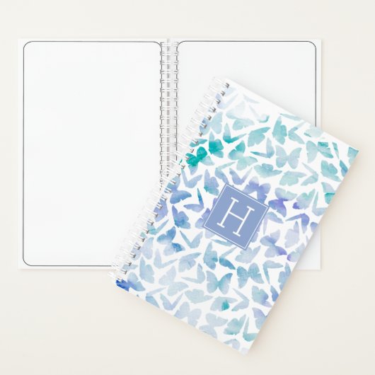 Wasserfarbenschmetterlinge Mit Monogramm Notizblock (Innen)