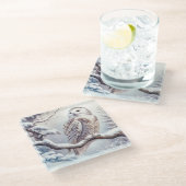 Wasserfarbenschneeauge Glasuntersetzer (Schrägansicht)