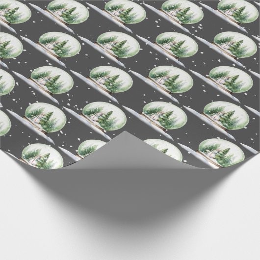 Wasserfarbenschneemann im Schneeglobe Geschenkpapier (Ecke)