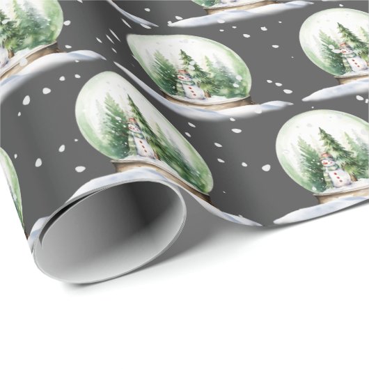 Wasserfarbenschneemann im Schneeglobe Geschenkpapier (Rolleneckpunkt)
