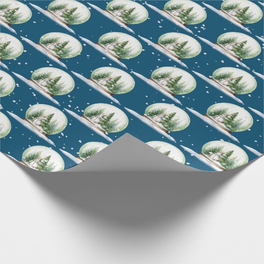 Wasserfarbenschneemann im Schneeglobe Geschenkpapier (Ecke)