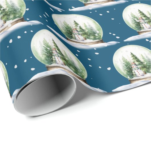 Wasserfarbenschneemann im Schneeglobe Geschenkpapier (Rolleneckpunkt)