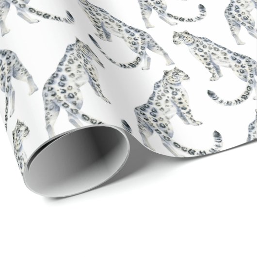 Wasserfarbenschneeopard Geschenkpapier (Rolleneckpunkt)