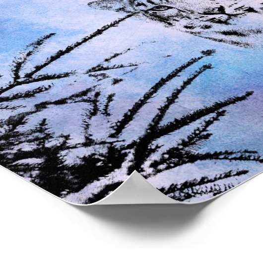 Wasserfarbenschneeopard Poster (Ecke)