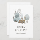 Wasserfarbenschneewald Feiertagskarte (Vorne/Hinten)