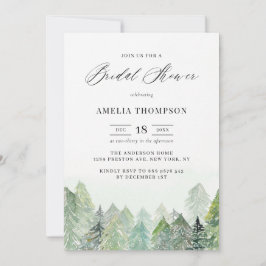 Wasserfarbenschneewald WinterBrautparty Einladung