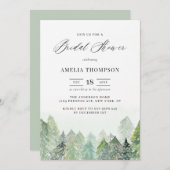 Wasserfarbenschneewald WinterBrautparty Einladung (Vorne/Hinten)