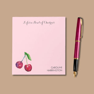 Wasserfarbenschüssel Kirschen Girly Pink Coquette Notizblock