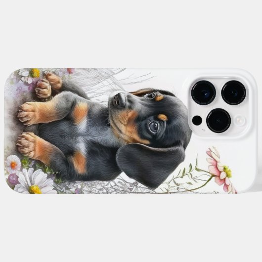 WASSERFARBENSCHWARZ UND DACKEL-HUND Case-Mate iPhone HÜLLE (Rückseite (Horizontal))