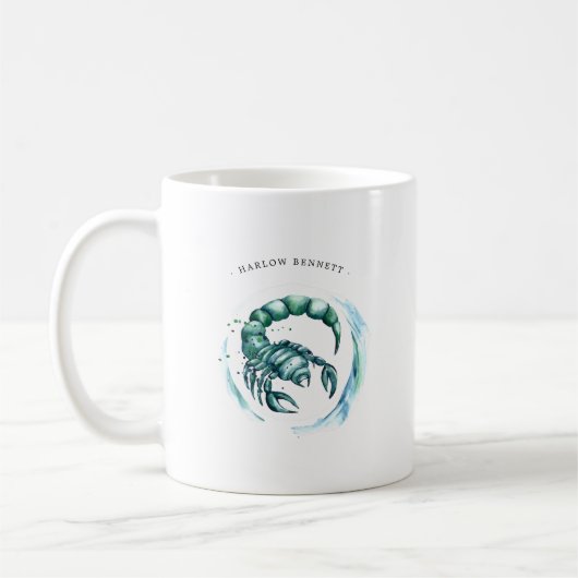 Wasserfarbenscorpio Astrologie Zodiac | Monogramm Kaffeetasse (Links)