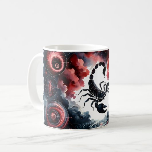 Wasserfarbenscorpio Kaffeetasse (Vorderseite Links)