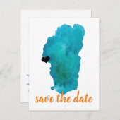 Wasserfarbensee Hochzeit rettet Datum Ankündigungspostkarte (Vorne/Hinten)