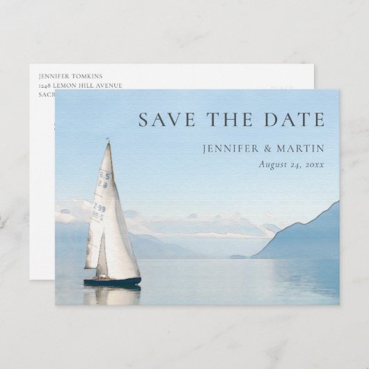 Wasserfarbensee Save the Date Postkarten (Vorne/Hinten)