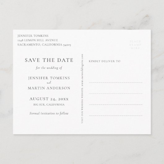 Wasserfarbensee Save the Date Postkarten (Rückseite)