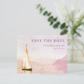 Wasserfarbensee Save the Date Postkarten (Stehend Vorderseite)