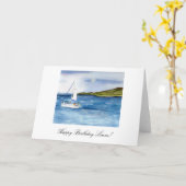 Wasserfarbensegelboot personalisiert Geburtstagska Karte (Gelbe Blume)
