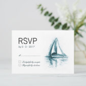 Wasserfarbensegelboot RSVP Response Card Karte (Stehend Vorderseite)