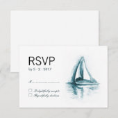 Wasserfarbensegelboot RSVP Response Card Karte (Vorne/Hinten)