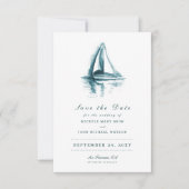 Wasserfarbensegelboot Save the Date Karte (Vorderseite)