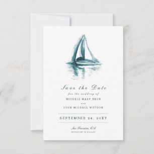 Wasserfarbensegelboot Save the Date Karte
