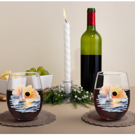 Wasserfarbensegeln Sailboat Wassersportzentrum Was Weinglas Ohne Stiel