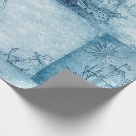 Wasserfarbensegelschiff Sailor Geschenkpapier (Ecke)